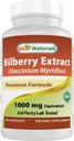 Nejlepší Naturals Bilberry Extract 1000mg Kapslí (Non- GMO) Podporuje zdravé vidění, 90 Počet
