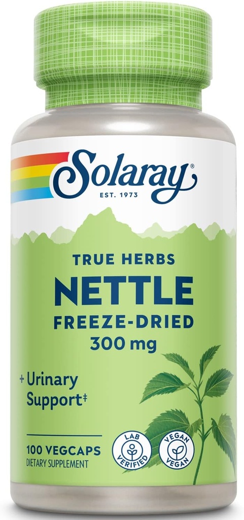 SOLARAY Nettle Leaf Freeze Sured, Veg Cap (Btl- Plastic) 300mg IR 124; 100ct