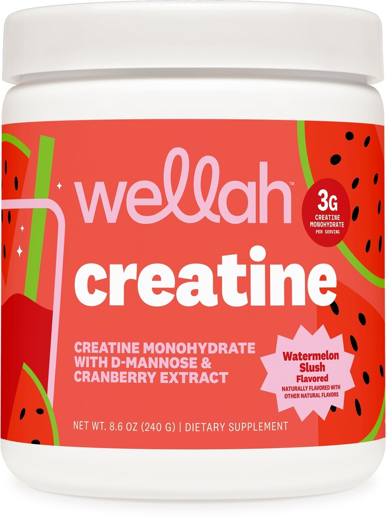 Wellah Creatine for Women (50 Servings, Watermeloun Slish) - Creatine Monohydrát s výtažkem z pampelišky a brusinky