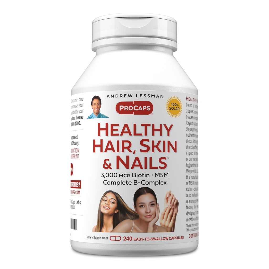 ANDREW LESSMAN Zdravé vlasy, kůže a nehty 240 Kapsle - 5000 mcg High Bioactive Biotin, B- Complex. Podporuje krásnou pleť, silné nehty. Žádné přísady růst vlasů vitaminy Biotin dodatek