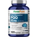 NusaPure PQQ dodatek 40 mg, 120 Veggie Kapsle, Non- GMO, Pyrrolochinolin Quinon Dinatrium Salt, Bioperin