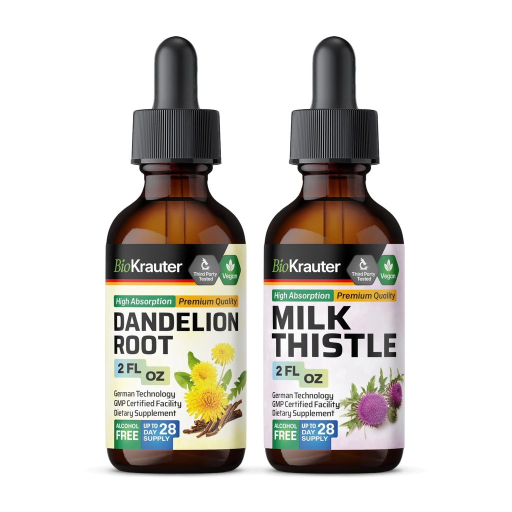 BIO KRAUTER Dandelion tinktura 2 Fl. Oz. & Mléko tenké tinktura 2 Fl. Oz.