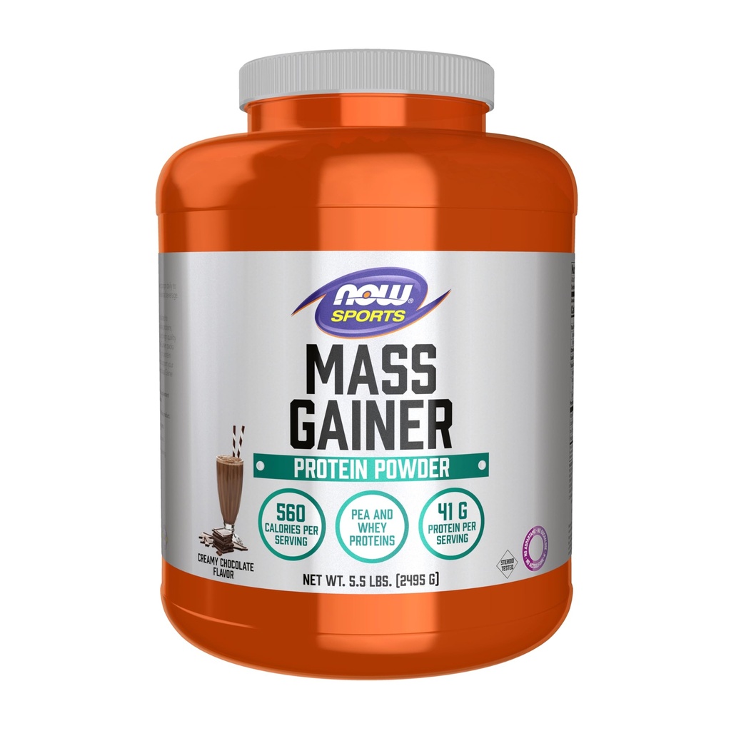 Nyní Foods Sports Mass Gainer Protein Powder, Creamy Chocolate Flavor, Pea a Syney Protein Blend, 5,5 liber.