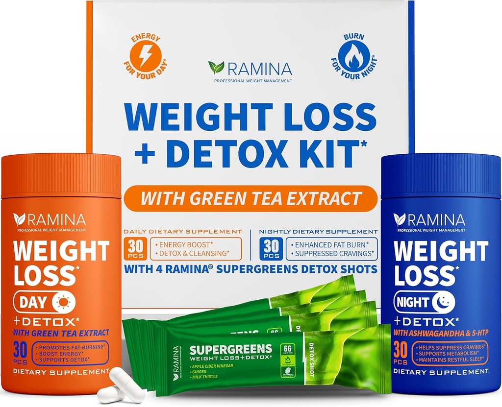 Ultimate Weight Loss Kit - 30 Day & Nighttime Detox Shots - Metabolismus Booster & Appetite Control - Dietní doplňky pro ženy a muže - Tuk pálení & Váhy pilulky, tuk Burner & Appetite Conpressant