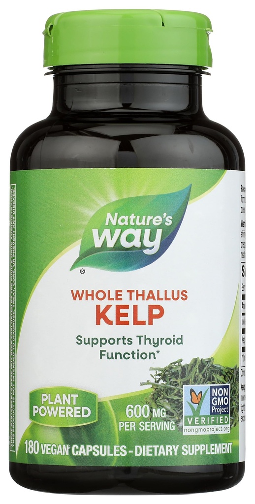 Nature 's Way Kelp, podporuje funkci štítné žlázy *, 600 mg na jedno podání, non-GMO projekt ověřen, 180 Kapsle (Balení květen Vary)
