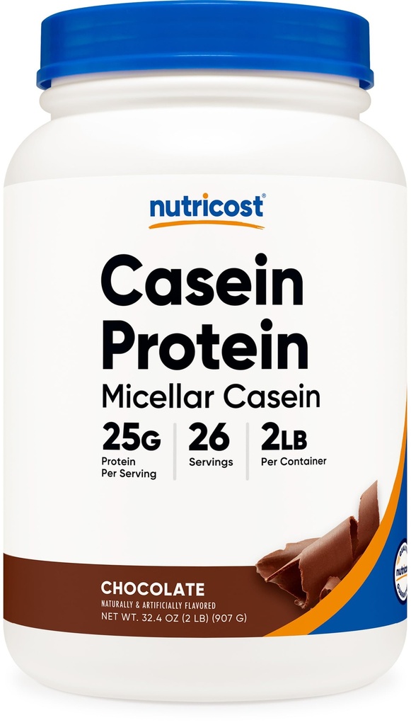 Nutricost Kasein Protein Powder 2lb Chocolate - Micellar Casein, gluten Free, Non- GMO