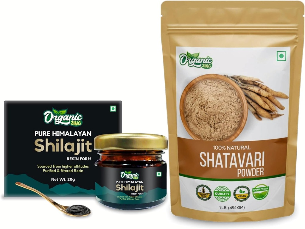 ORGANICKÝ ZING Shatavari Powder- 454g & Shilajit Resin- 20g