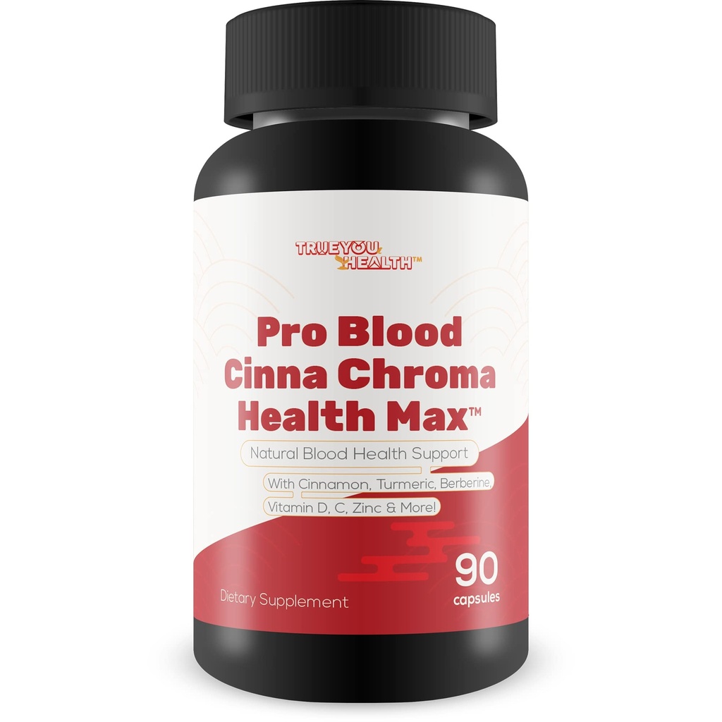 Pro Blood Cinna Chroma Zdraví Max - Natural Blood Health Support with Cinnamon, Turmeric, Berberine, Vitamin D, Vitamin C, Zinek & More - Podpora vyváženého krevního zdraví & lepší krevní tok