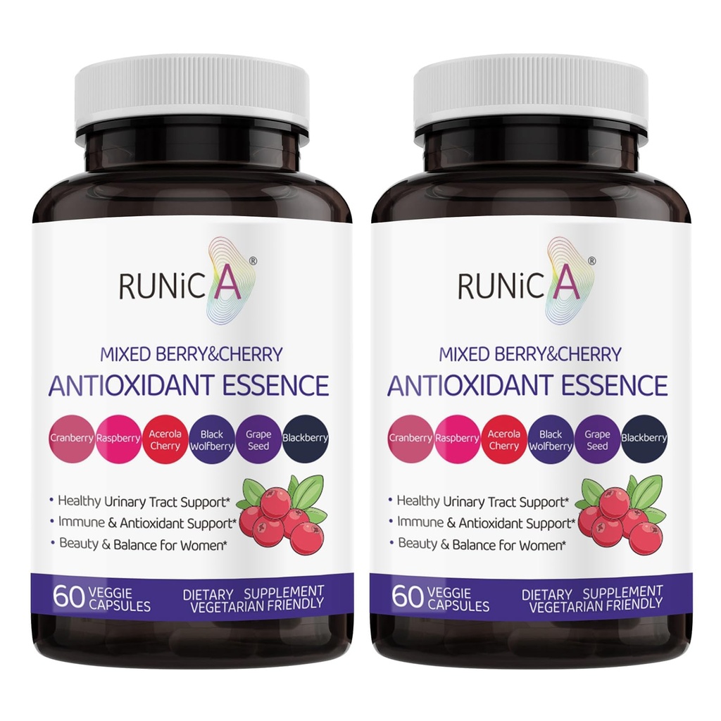 Super Antioxidant doplněk pro ženy - kůže, zdravé stárnutí, imunitní a močová trakt podpora s brusinkou, Grape Seed & Berry Blend 124; Nutriční komplex 124; Veganské kapsle