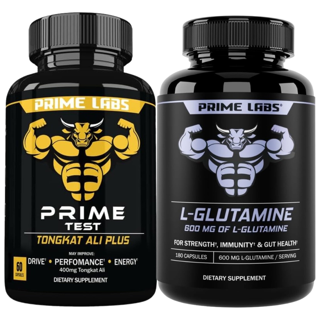 Prime Labs Tongkat Ali Plus (60 ct) + L glutamin (180 ct)