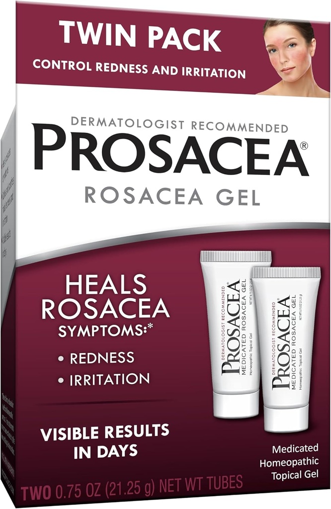 Prosacea - Léčená Rosacea Léčba obličeje - Léčí Rosacea Příznaky zarudnutí, Pimples a Irritation - Free - Twin Pack - Dva 0,75oz Tubes (1.5oz Celkem)