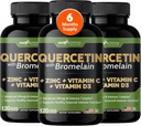 Gade Nutrition Quercetin s vitaminem C a zinkem - Quercetin 500 mg - Quercetin s Bromelainem - Zinek Quercetin doplňky + Vitamin D3 (Non- GMO, gluten- Free, Vegan) - 6 Měsíční dodávky