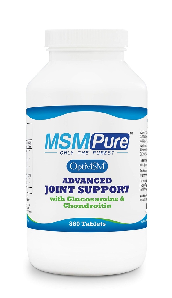 KALA ZDRAVÍ MSMPure Advanced Společné podpůrné tablety - Glucosamine, Chondroitin, OptiMSM, Ester-C & Mangan pro společné zdraví, flexibilita a mobilita - Vegetarian- Sourced Glucosamine, 360 Počet