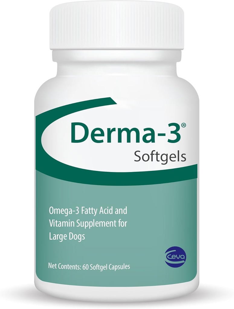 Ceva Derma33 Softgels, Omega33 Fatty Acid & Vitamin dodatek pro velké psy (60 Počet)
