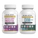 Švýcarská Activa + DIM & Myo- Inositol Bundle - Hormon Balance & PCOS Podpora žen - Menstruační cyklus, nálada, estrogen, a ovariální zdraví - 60denní zásobování