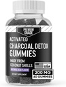 Premium stupeň Activated Charcoal Gummies - Kokosový Charcoal Doplňky pro Detox Support, Oral Health, Žaludek & Digestion - Safe for Kids - No Bloat Vegan Gummy - Přírodní Acai Flavor (60 Počet)