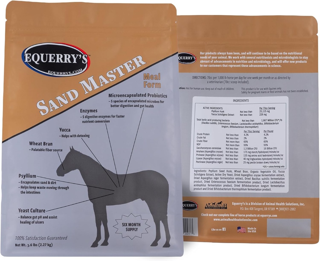 Equerry 's Sand Master Horse Supplement - Podporuje Sand Odstranění a celkové trávicí zdraví pro koně 124; Fekální Clearance pro koně 124; Psylium phis124; Appetite Stimulation - 3.6lb