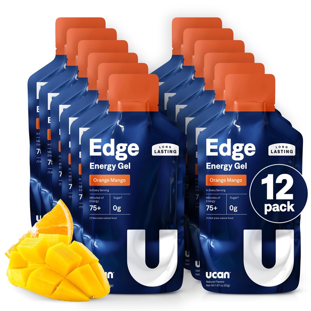 UCAN Edge Energy Gel Střelba, Orange Mango (12, 2 Ounce Packets) pro běh, školení, cvičení, Fitness, Cyklistika, Crossfit CUR124; Sugar- Free, Vegan, & Keto Friendly Energy