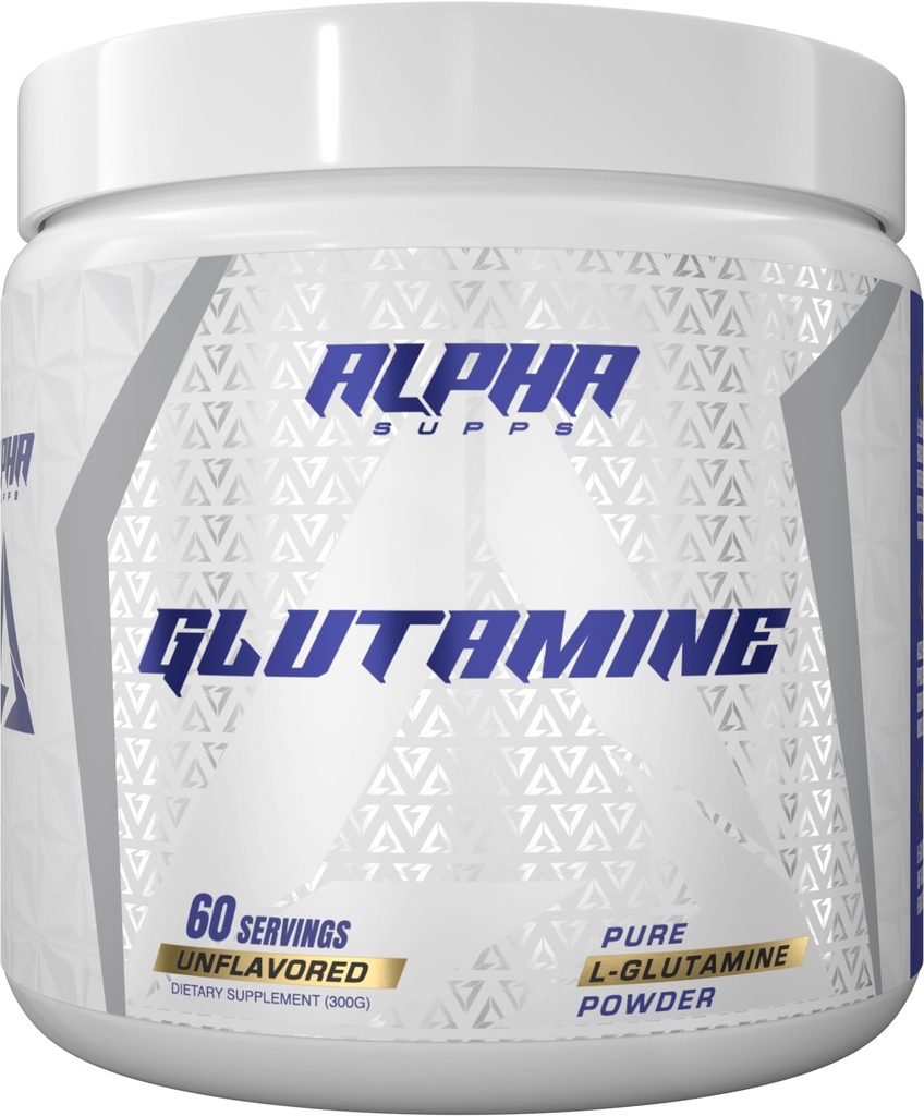 Alpha Zásobuje čistý L- glutamin prášek - Neochucená aminokyselina, glutamin Nutriční dodatek pro svalovou obnovu, gut & imunitní podpora - 60 Služeb - 300 Grams