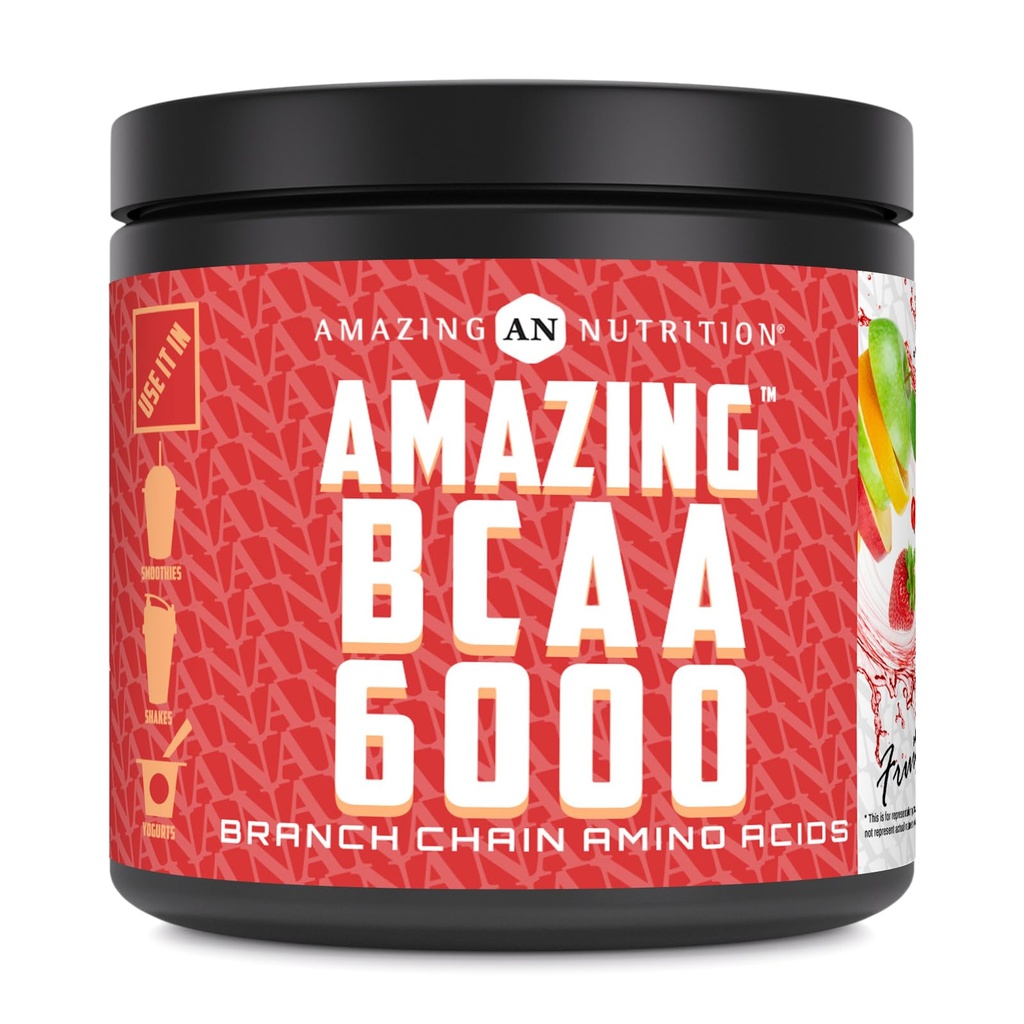 Amazing Nutrition Amazing BCAA 6000 CLANE124; 6 Grams BCAA Per Serving CLANE124; 30 Servings Powder CLANE124; Branched Chain Amino Acid Supplement CLANE124; Made in USA (Natural Fruit Punch)