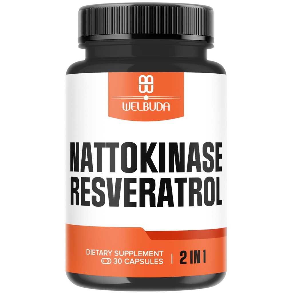 Nattokináza dodatek 3300mg s Trans- Resveratrol - Podpory pro systém imunity, zdravé srdce a tělesné rovnováhy - 30 Služeb