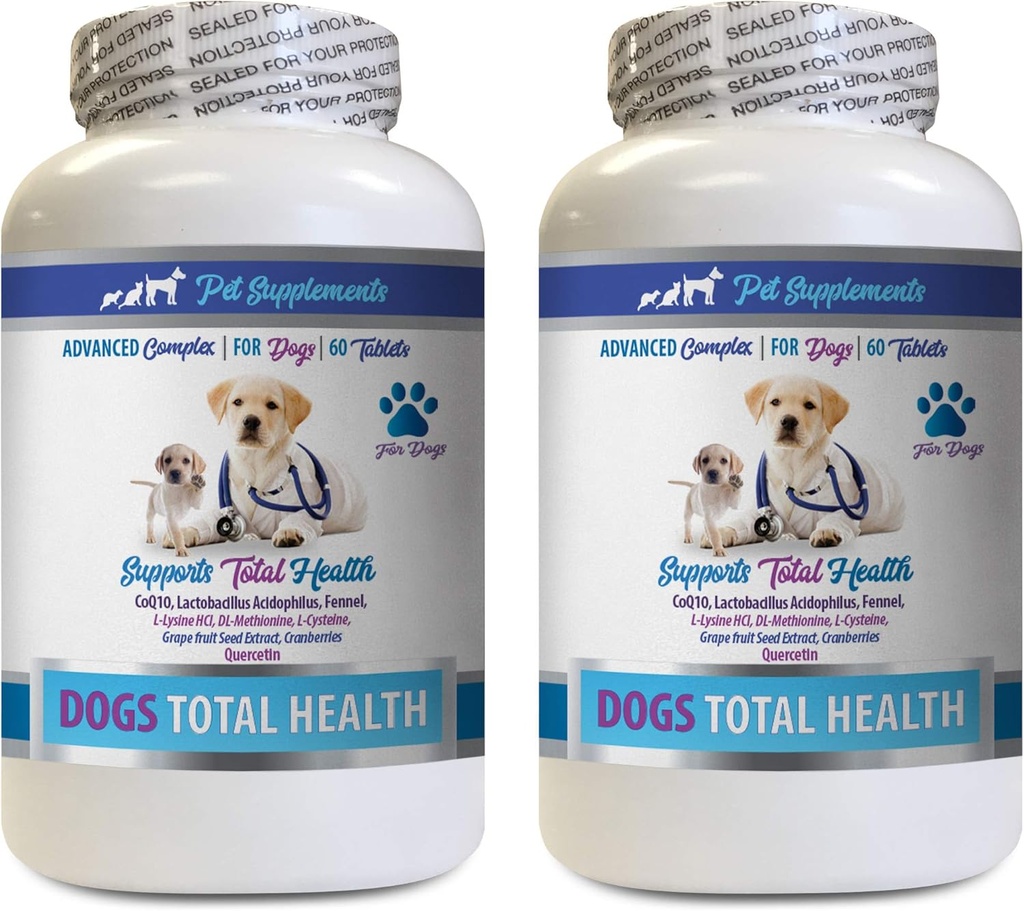 PET SUMPLEMENTS & NUTRITION LLC Dog Dental Hygiene - Psi Celková kontrola zdraví - Imunitní podpora - Vlasové kožní nehty Oral Oko Zdraví Formule - Orální vápník pro psy - 2 láhve (120 procedur)