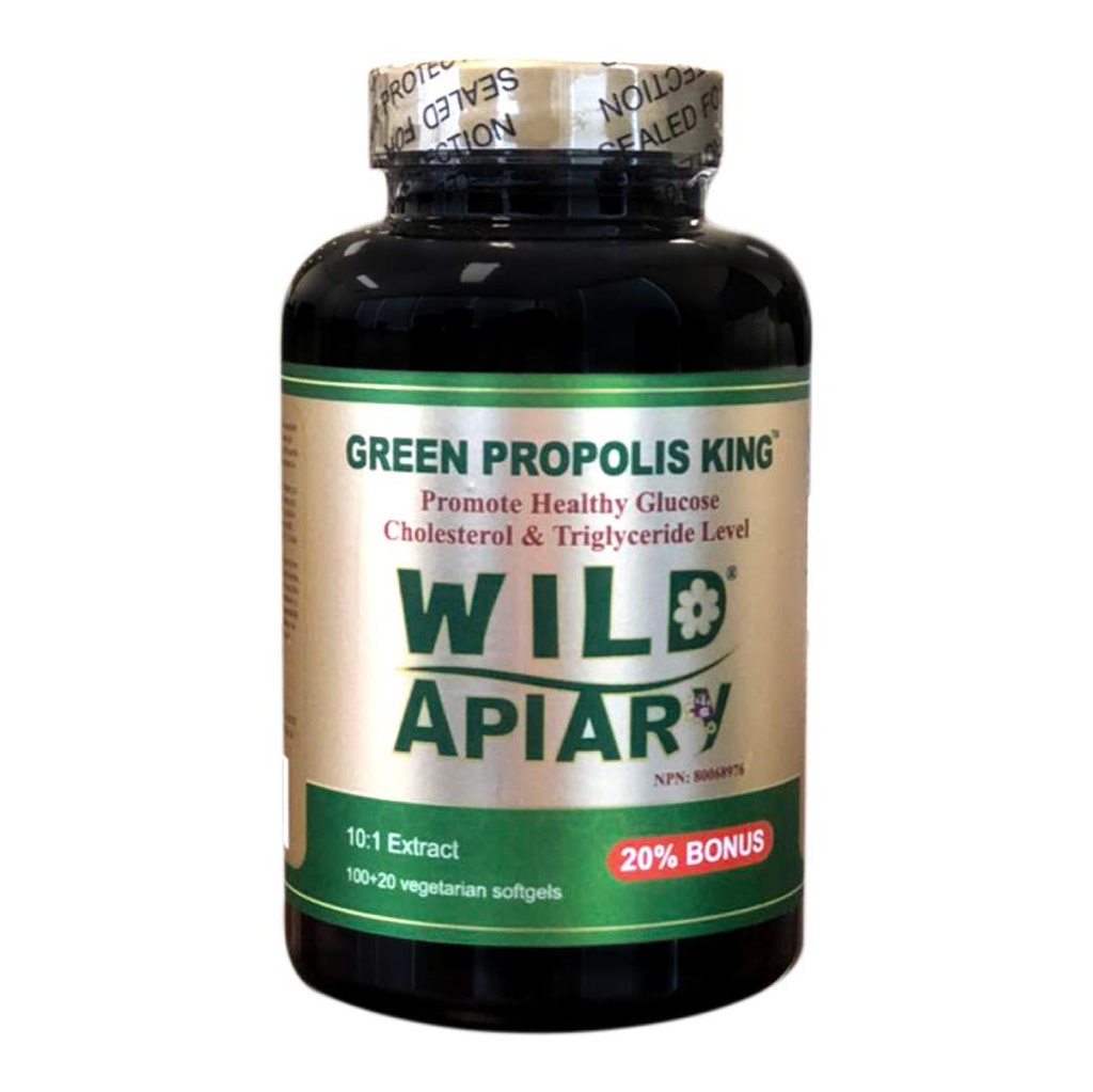 Wild Apiary Brazilská Zelená Bee Propolis King Vegetarian Softgel 120 gels - Nealkoholické, Voskové zdarma, Cukr zdarma