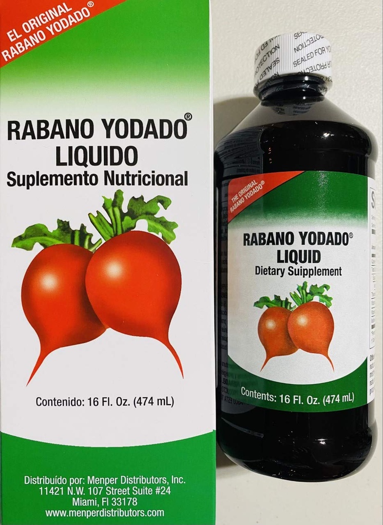 Rabano Yodado Liquid 16 Fl Oz. - Bonus Size - Doplněk Vitamin B12, B6 a Thiamin (1 měsíční dodávka)