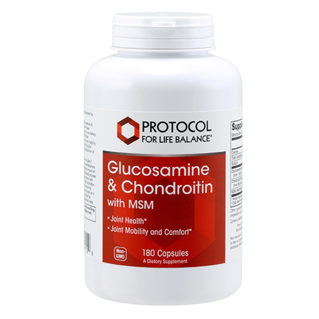 Protokol Glucosamine & Chondroitin s MSM - Společná podpora * - Chondroitin MSM dodatek - Non- GMO & Dairy Free - 180 Veg Caps