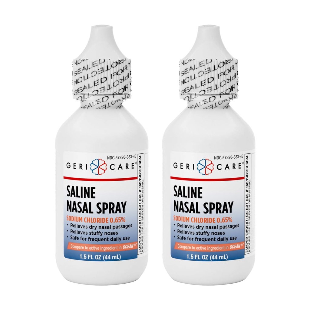 GeriCare Saline Nasal Spray 1, 5 FL OZ Moisturising Spray Chlorid sodný 0, 65% (Balení po 2)