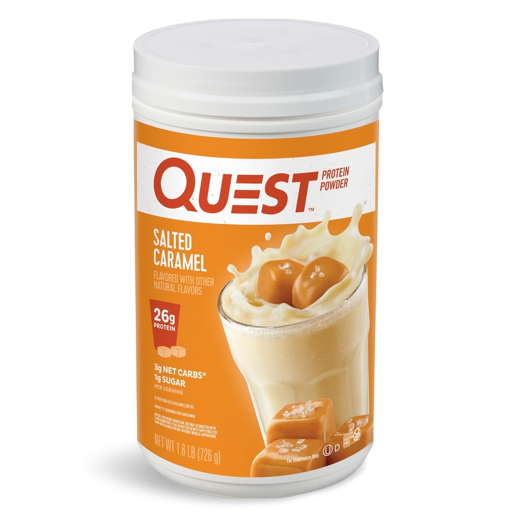 Quest Nutrition Salted Caramel Protein Powder, 26g Protein, 1g Sugar, Low Carb, Gluten Free, 1.6 Pounds, 24 Služeb