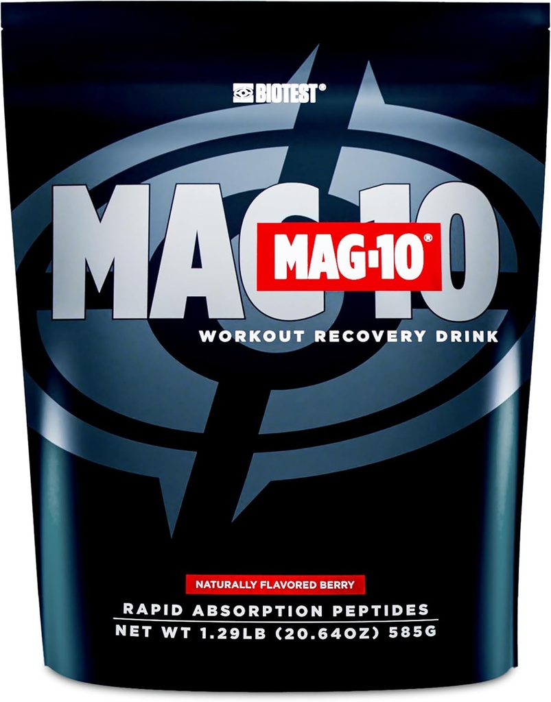 Biotest MAG-10 Post- Workout - 2X Muscle Gains, 15 Servings - 20g Di / Tri-Peptides, 7g HBCD, 3.5g Isomaltulosa - Berry