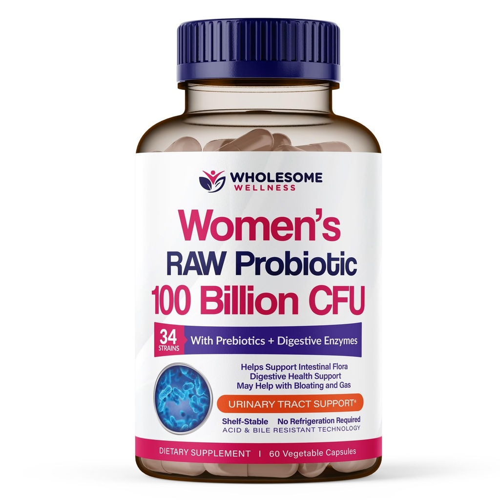 Zdravé wellness Dr. Complicated Raw Probiotika pro ženy 100 miliard CFU Kapsle s Prebiotika, Dědičné Enzymy, Schváleno pro dospělé, Psací Stabilní Dodatek