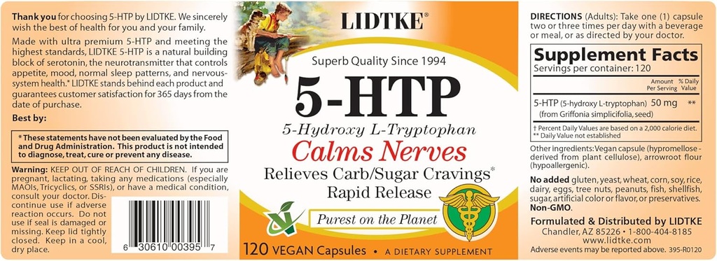 Lidtke 5-HTP 120 Kapsle Dietní dodatek