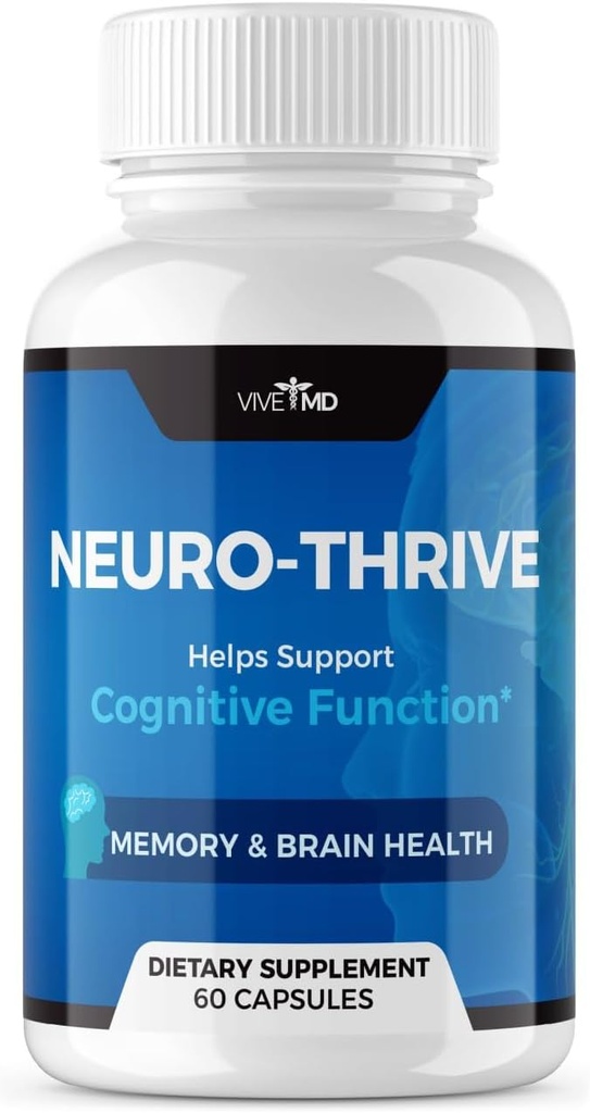 VIVE MD Neuro Thrive Brain Supplement - Oficiální vzorec - Neuro Thrive PQQ, Neuro Thrive - Extra síla s Ginkgo Biloba Extract, Sibiřský ženšen Extract - (60 Kapsle)