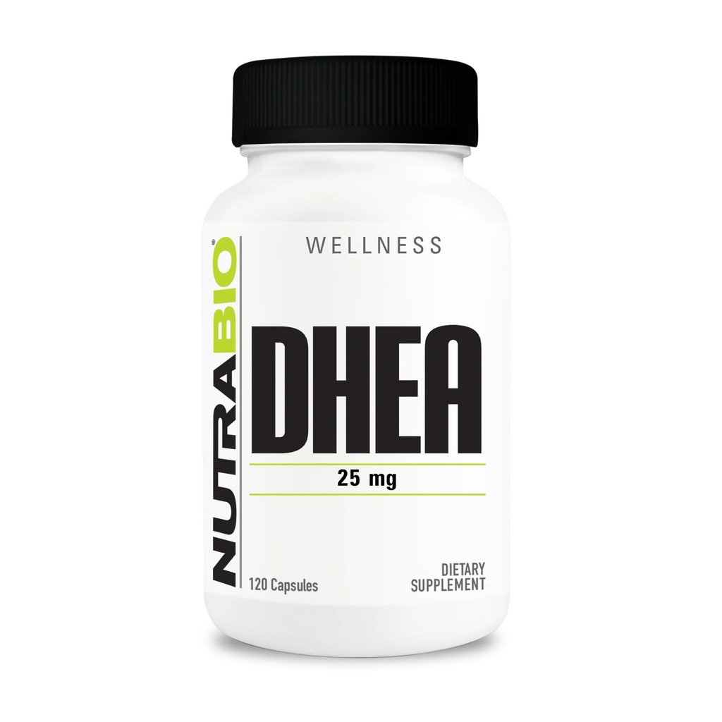 NutraBio DHEA doplněk - pro muže a ženy - DHEA (25 mg) 120 Kapsle