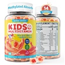 Děti Multivitaminové žvýkačky se železem, bez cukru, Dětské denní vitamíny + Probiotika, Řasy Omega 3 (EPA / DHA), A, C, D, Methyl B12, Folát, B6, zinek, Biotin, pro zdravý růst, imunitní podpora, 60 Počet