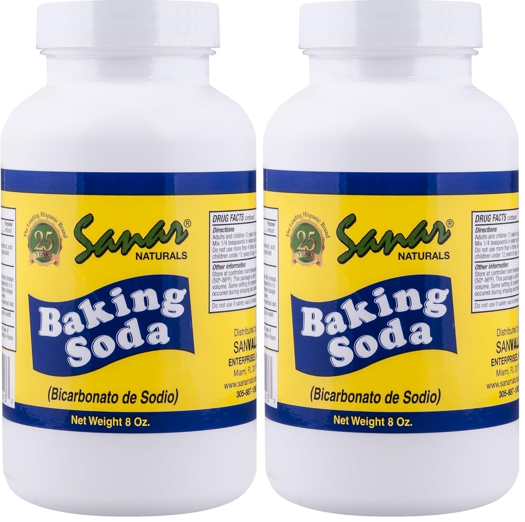 Sanar Naturals Pečení Soda, 8 oz - Pro stravovací podporu jako Antacid, Pečení, Čištění, Deodorizace, & Více (Pack of 2)
