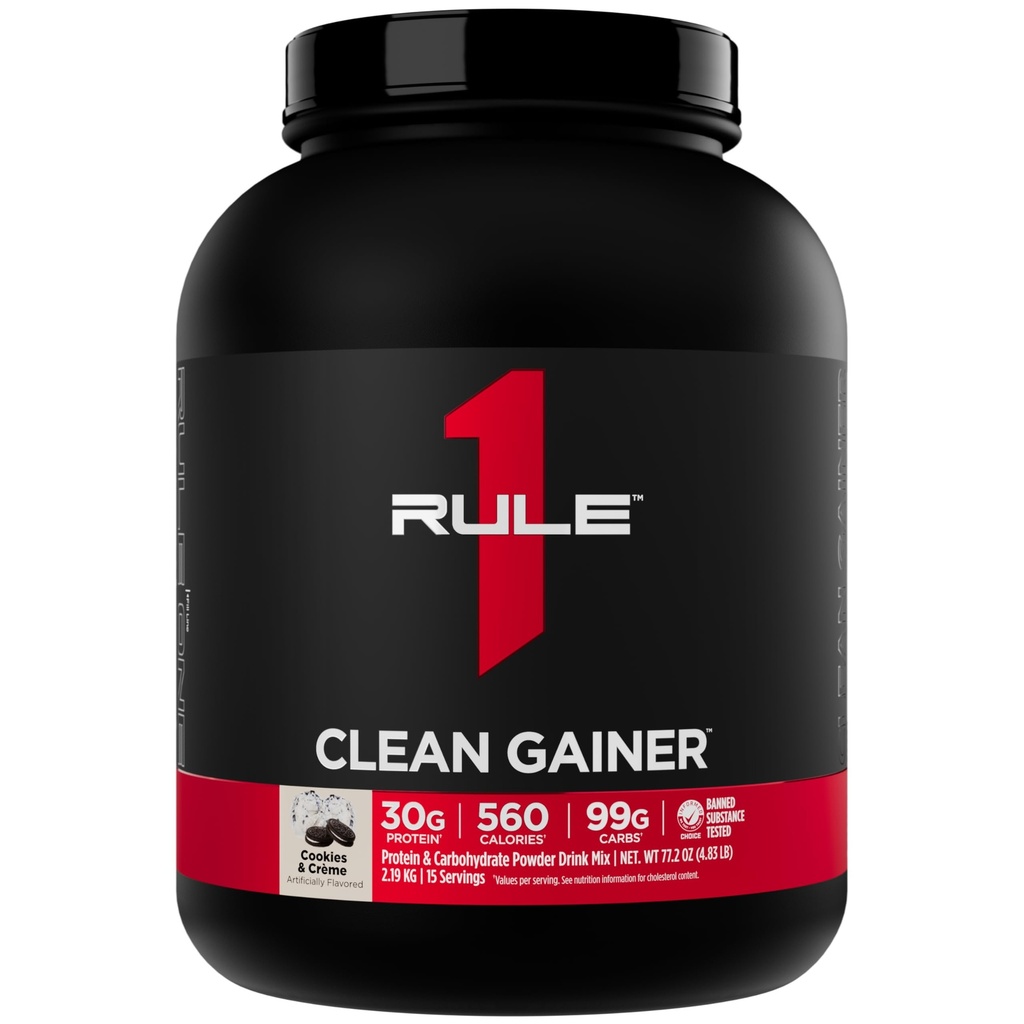 Pravidlo 1 Clean Gainer - High-Protein Lean Gain Formule s 560 kalorií, 30g Full-Spectrum Protein, Over 90g Carbs, Under 6g of Fat (15 Servings, Cookies & Crème)