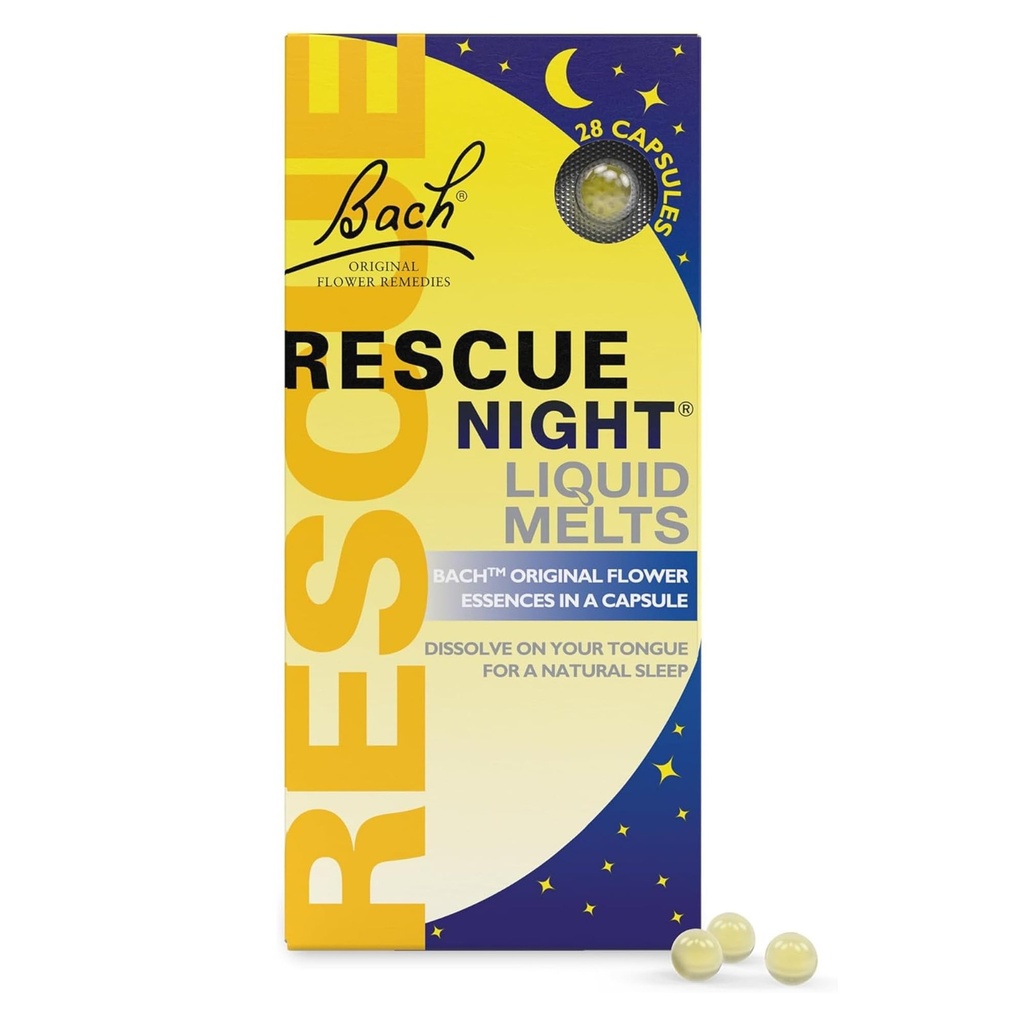 Bach REScue Sleep Liquid Melts, Natural Orange Vanilla Flavor, Natural Sleep Aid, Stress Relief, Homeopatic Flower Essence, Free of Melatonin, gluten & Sugar, Non- alkohol, Non- Narkotický, 28ct.