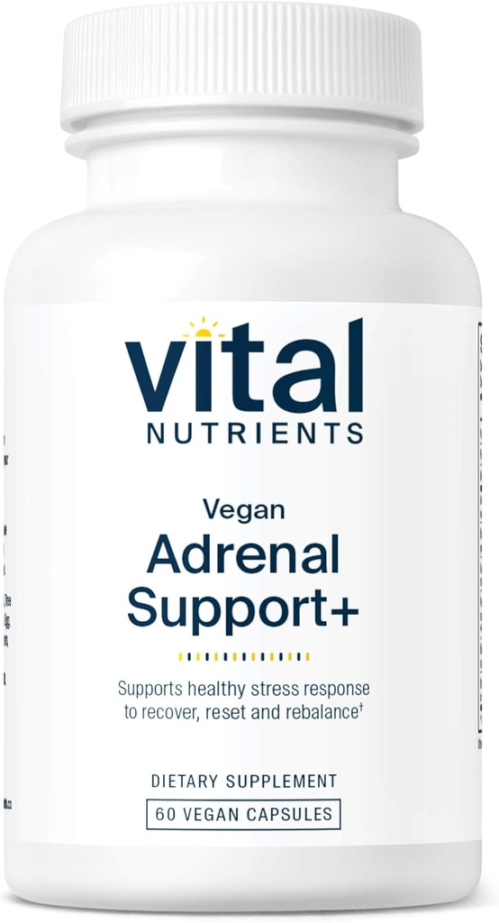 Vital Nutrients Vegan Adrenal Support + PHARL 124; Doplněk k podpoře funkce nadledvin Gland a zdravá stresová reakce * GARD 124; Mírný stres * Gluten, mlékárna & Soy Free PHAR124; 60 Kapsle