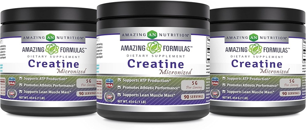 Amazing approvas Micronized Creatin Monohydrátu dodatek 124; 5000 Mg CP124; Non-GMO CP124; gluten Free CP124; Made in USA (1 Lb - 3 balení, bez ochucené)