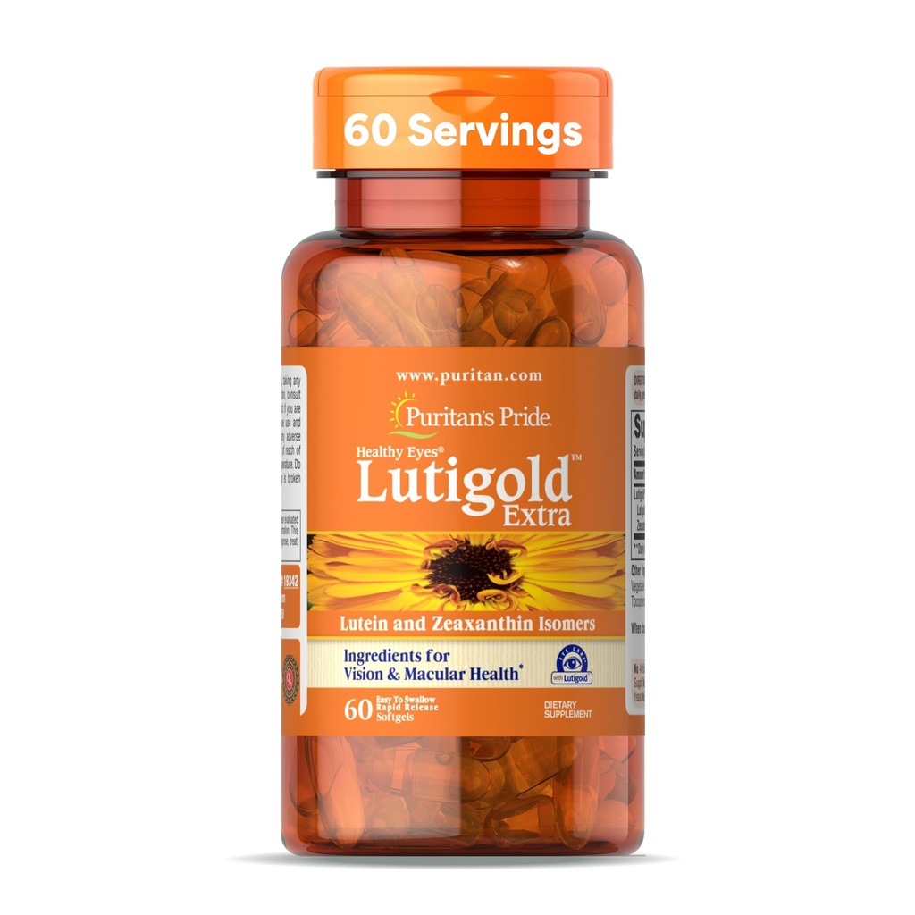 Puritan 's Pride Premium Zdravé oči Lutigold ™ Extra Lutein s Meso- Zeaxanthin a Zeaxanthin pro muže a ženy, Vision Health Support, 2 Měsíční Supply, 60 Snadno-to-Polykat Rychlé uvolnění Softgels