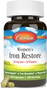 Carlson - Dámská železná obnova, 28 mg Iron + B Vitamíny, Menstruační podpora, Absorpce železa a zdraví žen, 180 Kapsle