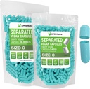 XPRS Nutra Vegan Velikost 0 Oddělené kapsle - 1000 Hrabě Premium Prázdné kapsle Oddělené v sáčcích - Pilulky 0 pro DIY dodatek Plnění (Aqua)
