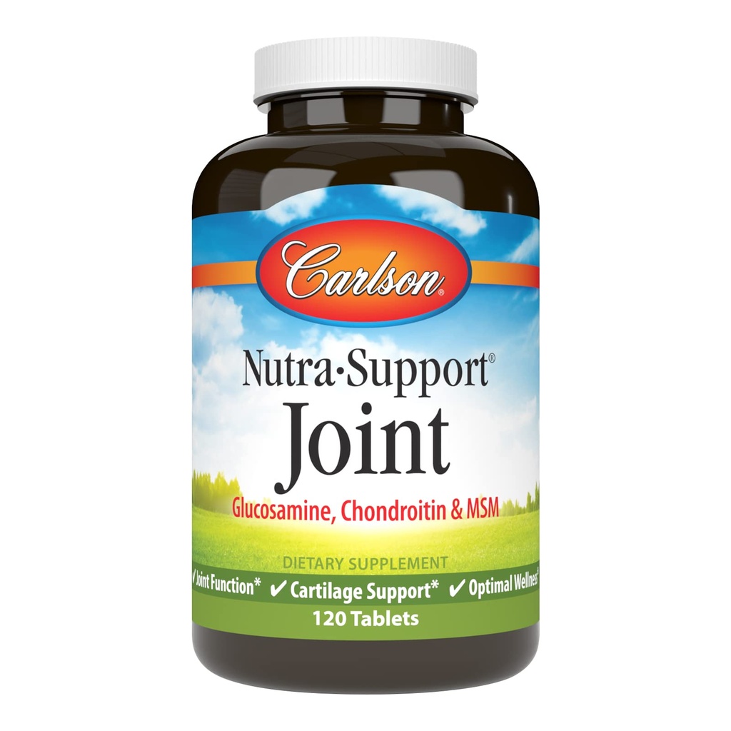 Carlson - Nutra- Support, Glucosamine Chondroitin & MSM, Společná funkce, Podpora chrupavky a Optimální Wellness, 120 tablet