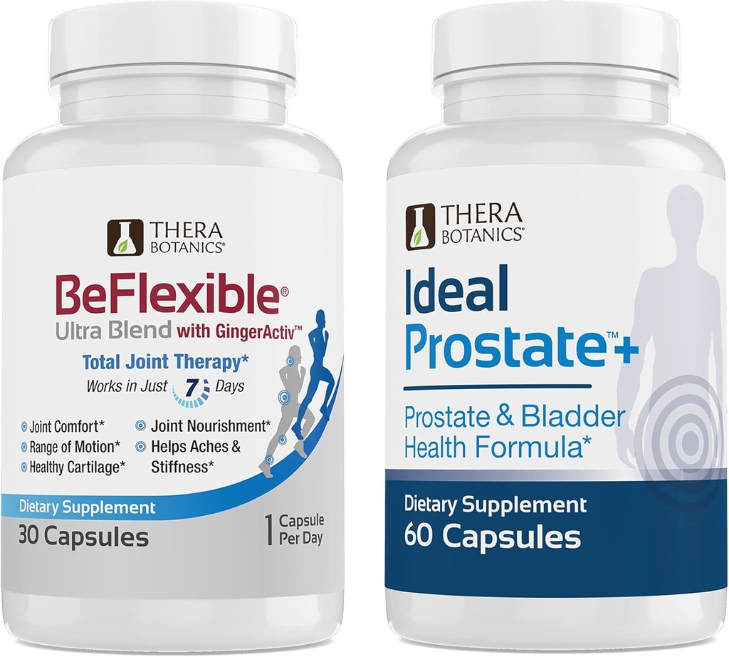 Therabotanika BeFlexible Ultra Joint Supplement a Ideální Prostate Výkonný Prostate Dodatek pro muže Bundle