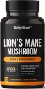 Natgrew Lions Mane Houbový dodatek Kapsle - Organic Lion 's Mane Extract Nootropní Mozek Dodatek pro muže a ženy - Promotes Mental Clarity, Focus, a Paměť - Vegan pilulky
