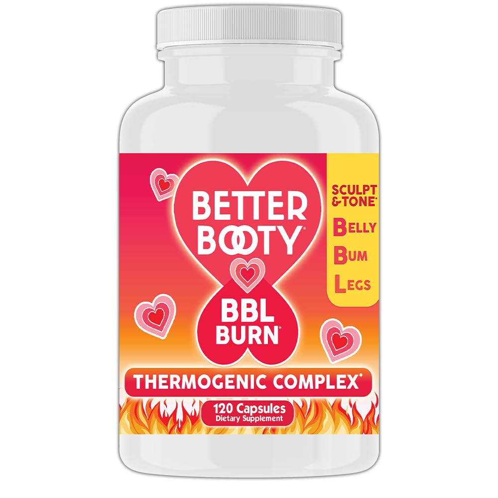 Lepší Booty BBL spalovací termogenní složité kapsle, Tone & Sochavt Belly, Bum + Legs w. Garcinia Cambogia, Guarana, Green Tea Ext, ALA, & Cayenne Pepper Dodatek (120ct, 60 Služebnictví)