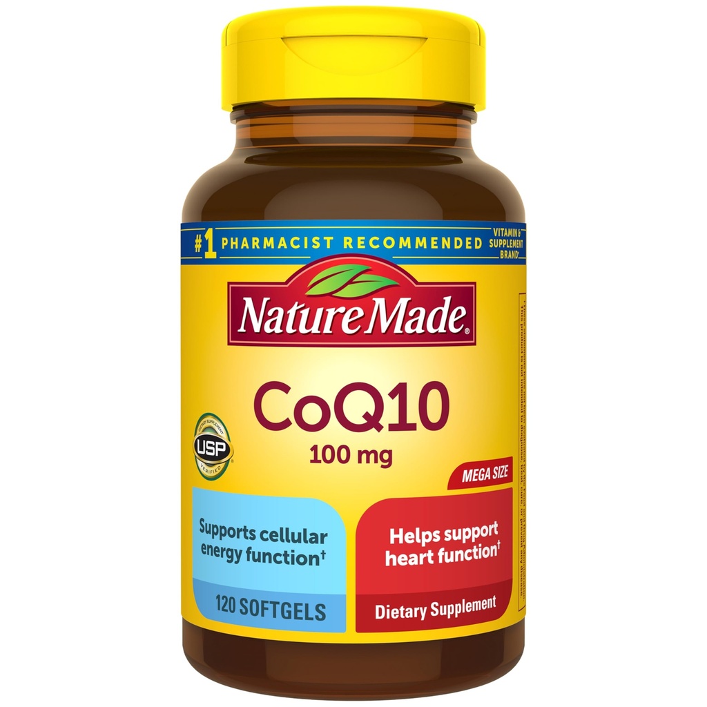 Příroda vyrobena CoQ10 100mg, dodatek stravy pro podporu srdečního zdraví, 120 Softgels, 120 denní dodávky